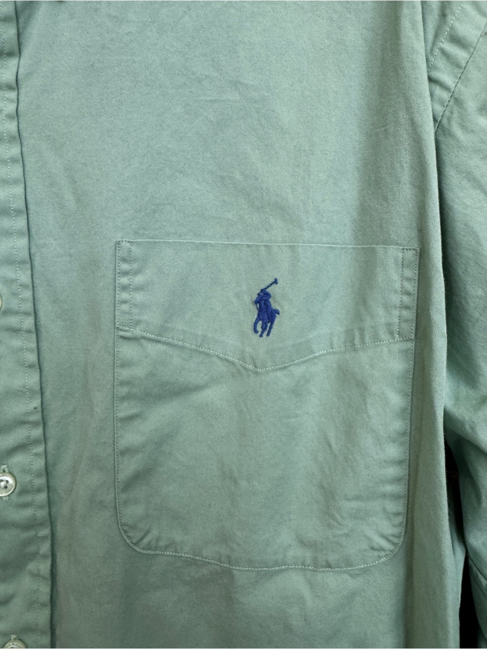 New Large Polo by Ralph Lauren Men's Light Green Oxford Button-Down Shirt - Picture 6 of 8